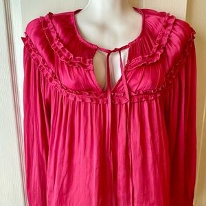 Strut & Bolt bright pink blousy ruffled top